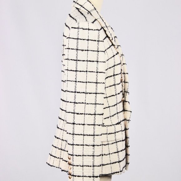 NWT L'AGENCE Kenzie White Check Boucle Tweed Double Breasted Blazer - Picture 7 of 13